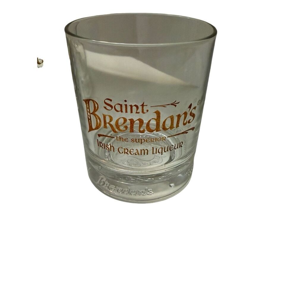 Saint Brendan's Cocktail Glass Irish Cream‎ Gold Letters Emboss Base 6 oz set of
